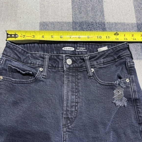 Old Navy Jeans Women's 2 O.G. Black Straight High Rise Distressed Secret Pockets - Picture 7 of 8
